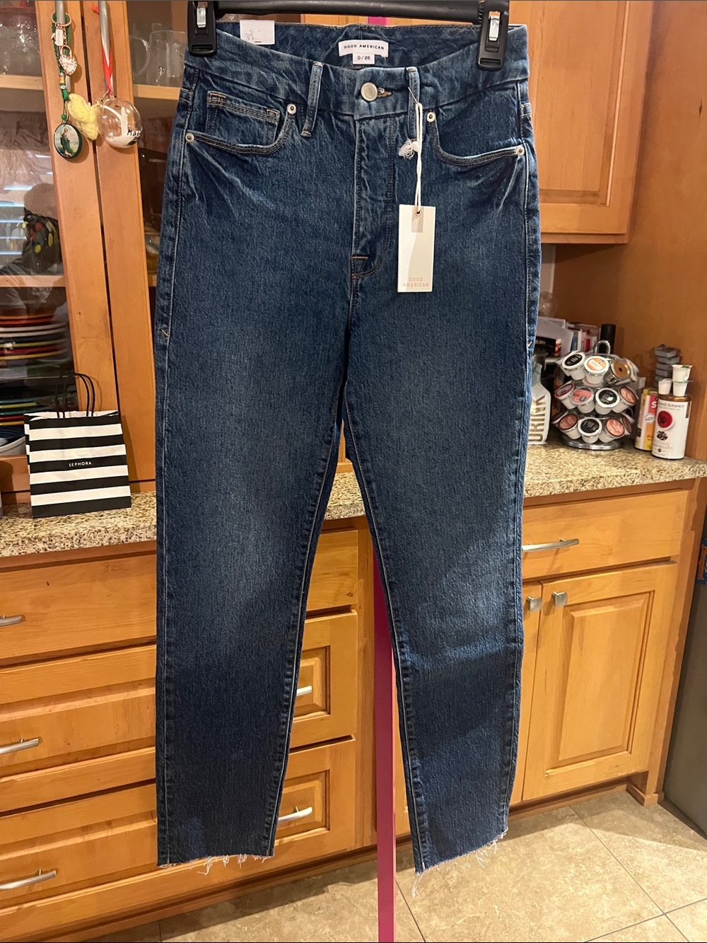 Good American Men’s Dark Indigo Slim Straight Jeans